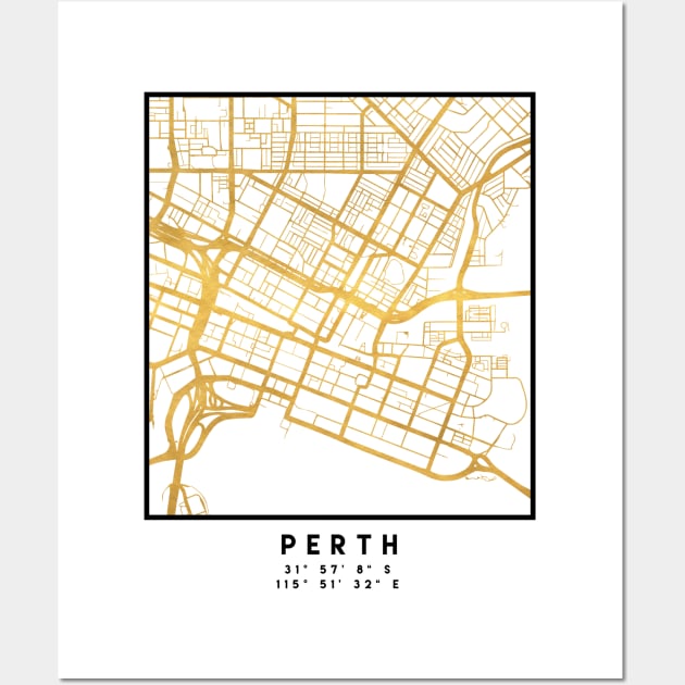 PERTH AUSTRALIA CITY STREET MAP ART Wall Art by deificusArt